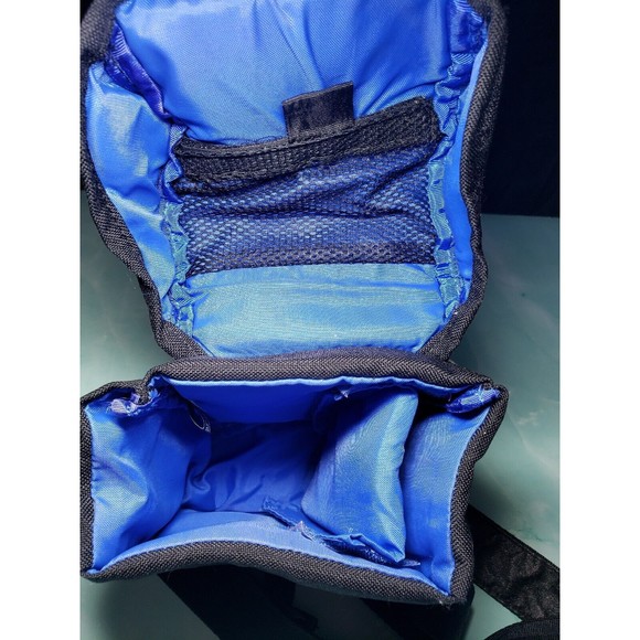 LowePro Camera Lenses Bag Black Seatbelt Strap & Blue Interior Divided Vintage - Picture 3 of 7
